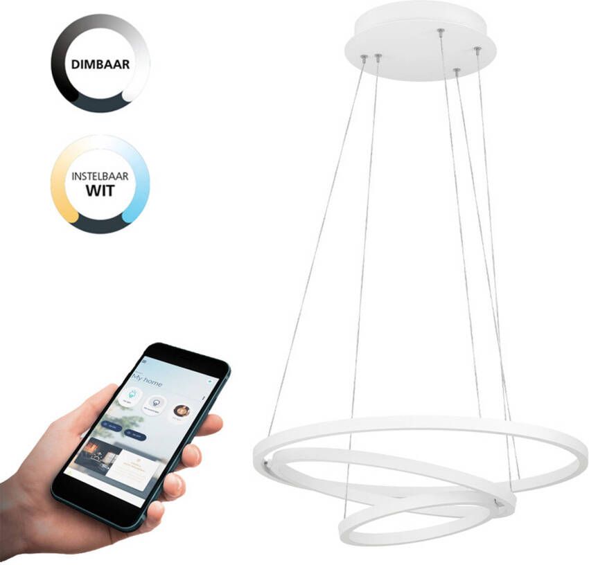 EGLO  connect.z Lobinero-Z Smart Hanglamp - Ø 58 cm - Wit - Instelbaar wit licht - Dimbaar - Zigbee