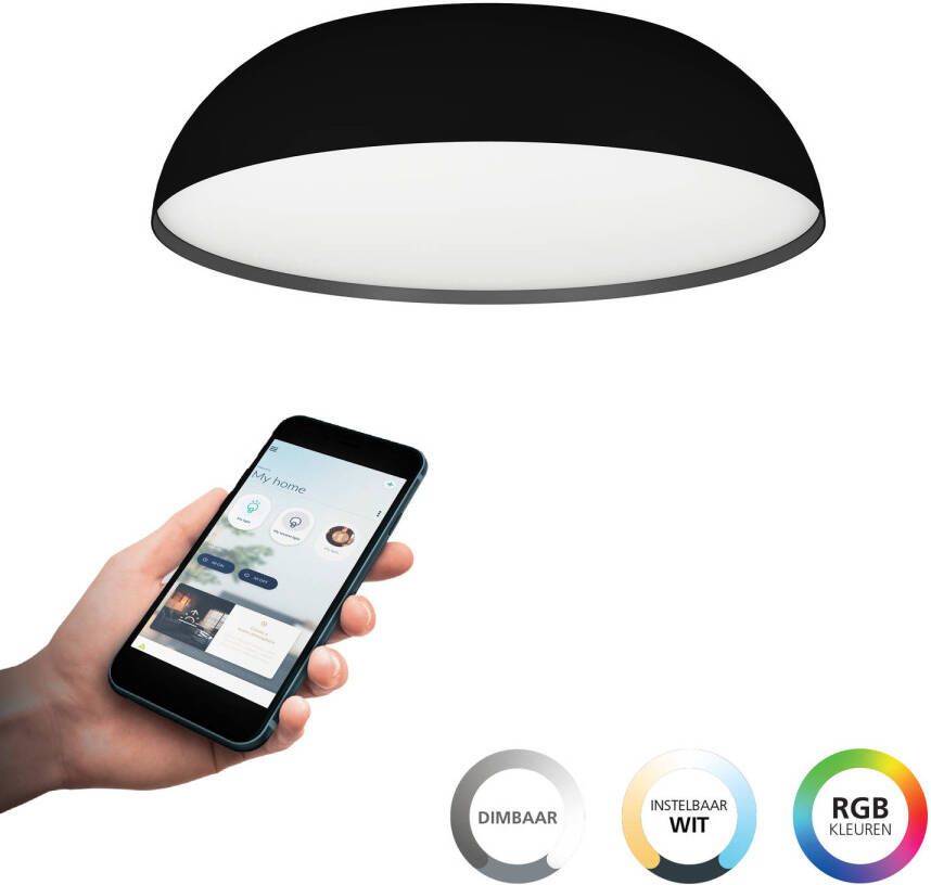 EGLO connect.z Tollos-Z Plafondlamp Ø 55 cm Zwart Wit Instelbaar RGB & wit licht Dimbaar Zigbee