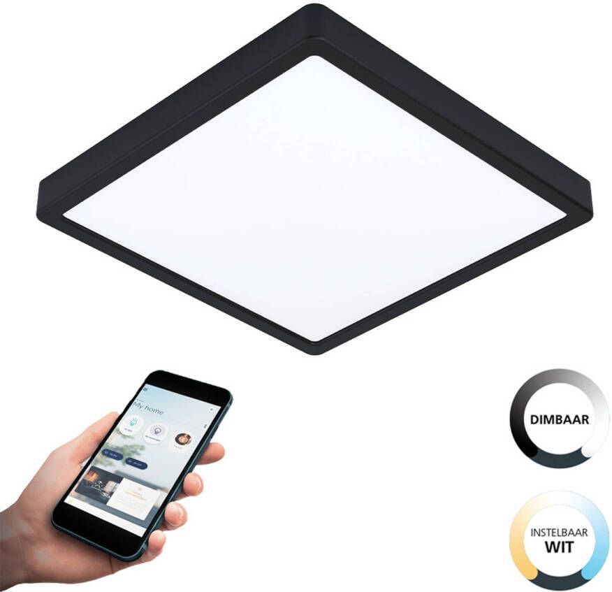 EGLO  connect.z Fueva-Z Smart Opbouwlamp - 28 5 cm - Zwart Wit - Instelbaar wit licht - Dimbaar - Zigbee