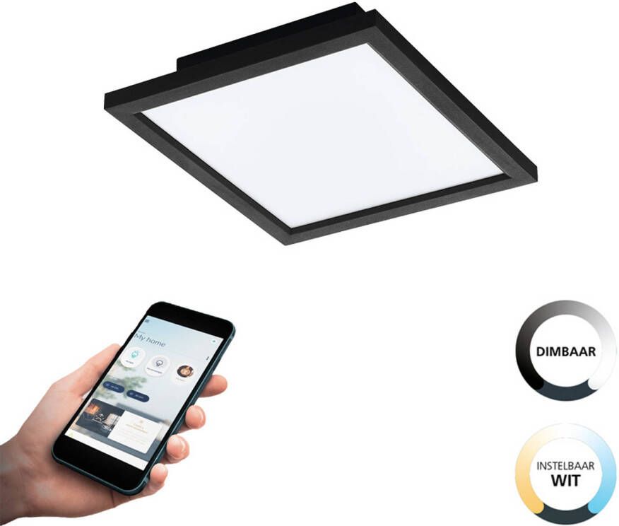 EGLO  connect.z Salobrena-Z Smart Plafondlamp - 30 cm - Zwart Wit - Instelbaar wit licht - Dimbaar - Zigbee