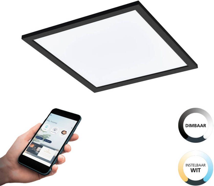 EGLO  connect.z Salobrena-Z Smart Plafondlamp - 45 cm - Zwart Wit - Instelbaar wit licht - Dimbaar - Zigbee