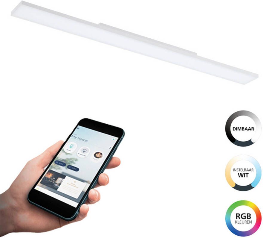 EGLO  connect.z Turcona-Z Smart Plafondlamp - 120 cm - Wit - Instelbaar RGB & wit licht - Dimbaar - Zigbee