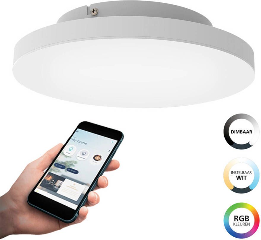 EGLO  connect.z Turcona-Z Smart Plafondlamp - Ø 30 cm - Wit - Instelbaar RGB & wit licht - Dimbaar - Zigbee