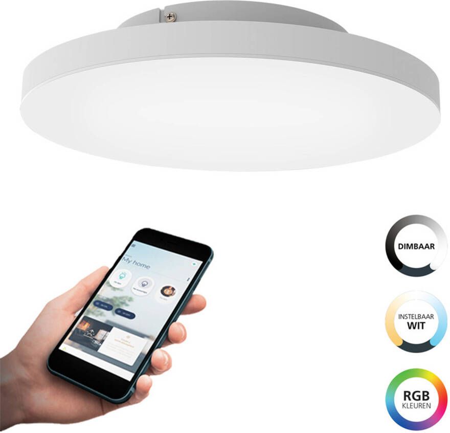 EGLO  connect.z Turcona-Z Smart Plafondlamp - Ø 45 cm - Wit - Instelbaar RGB & wit licht - Dimbaar - Zigbee