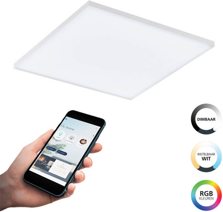 EGLO  connect.z Turcona-Z Smart Plafondlamp - 45 cm - Wit - Instelbaar RGB & wit licht - Dimbaar - Zigbee