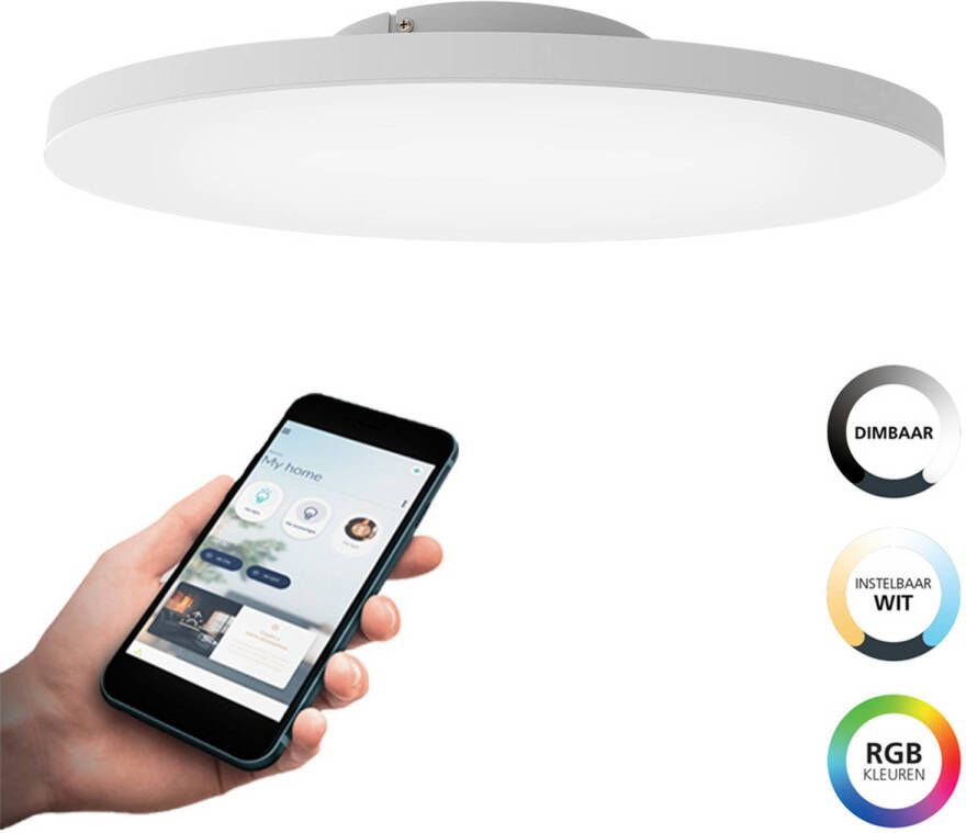 EGLO  connect.z Turcona-Z Smart Plafondlamp - Ø 60 cm - Wit - Instelbaar RGB & wit licht - Dimbaar - Zigbee