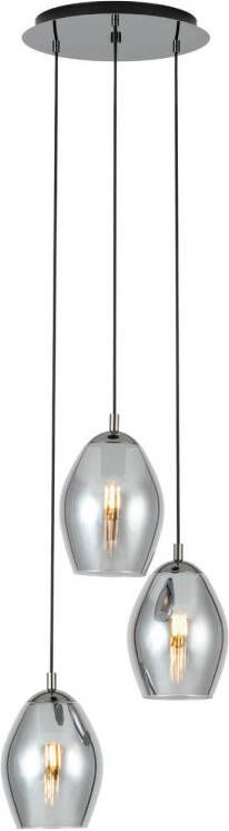 EGLO Estanys Hanglamp 3 lichts Ø45 cm E27 rookglas Grijs Zwart