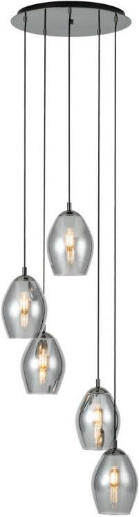 EGLO Estanys Hanglamp 58 cm 5 lichts E27 rookglas Zwart Grijs