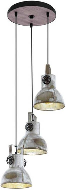 EGLO Hanglamp Barnstaple 3 lampen bruin-patina en zwart