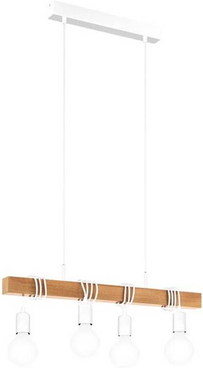 EGLO hanglamp 4-lichts Townshend wit eikenhout