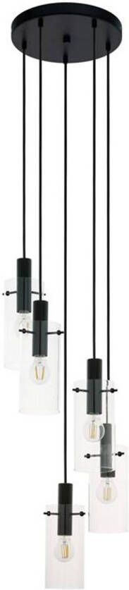 EGLO hanglamp 5-lichts E27 Montefino zwart helder