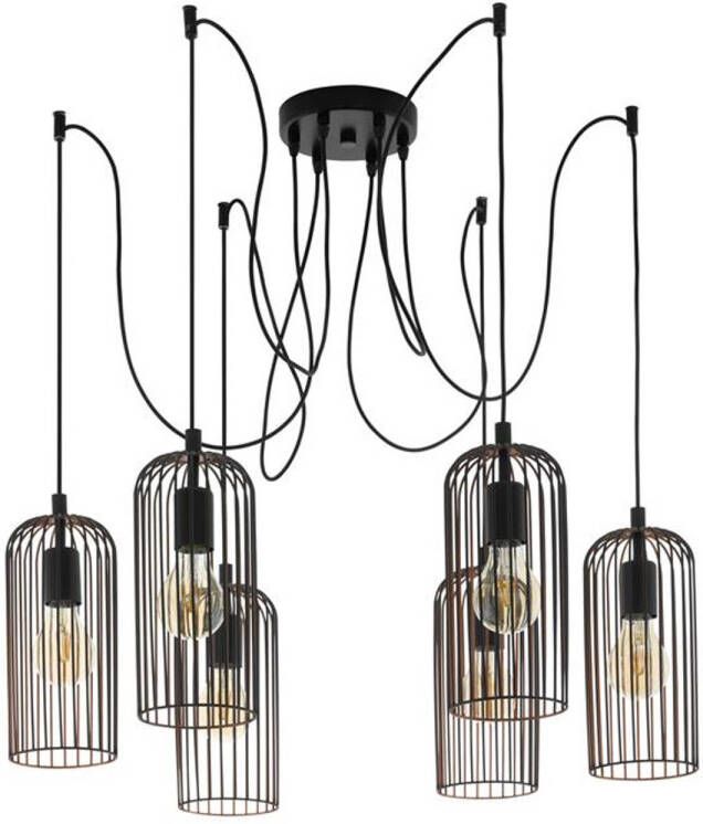 EGLO hanglamp 6-lichts E27 Roccamena zwart koperkl