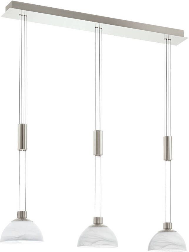 EGLO  Montefio - Hanglamp - 3 Lichts - Nikkel-Mat - Alabaster Glas - Wit