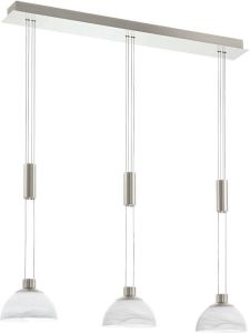 EGLO  Montefio - Hanglamp - 3 Lichts - Nikkel-Mat - Alabaster Glas - Wit