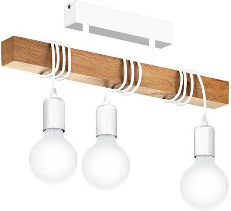 EGLO plafondlamp 3-lichts Townshend wit eikenhout