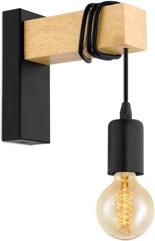 EGLO LED-wandlamp Townshend 1 lamp hout zwart en beige