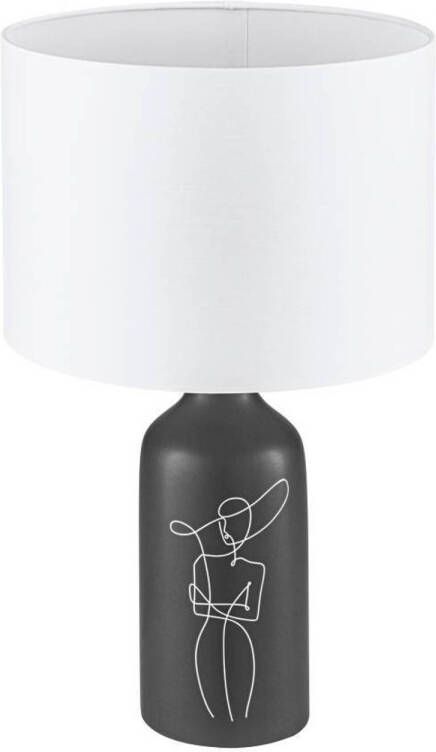 EGLO Vinoza tafellamp E27(excl) hoogwaardig keramiek stoffen kap Zwart Wit