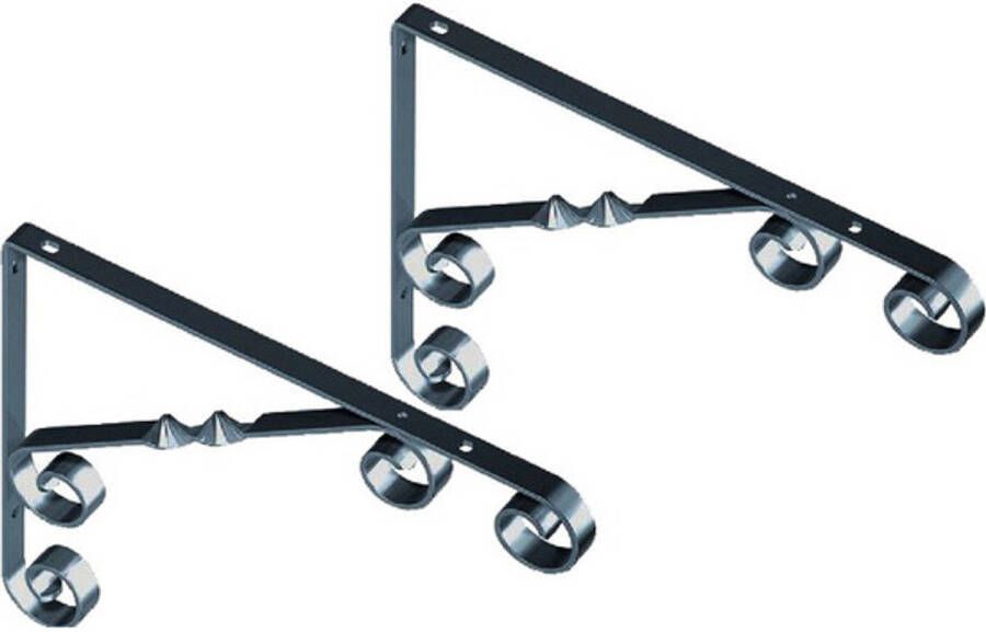 Element System 2x Metalen plankendragers Jutta zwart 18 x 13 cm Plankdragers