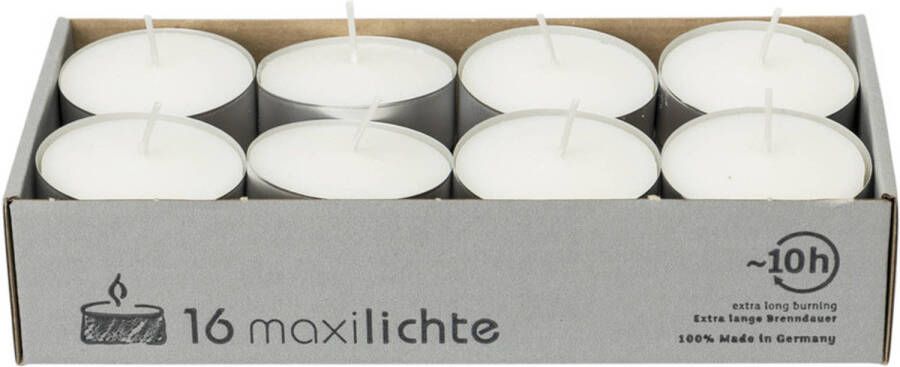 Enlightening Candles 16x Witte maxi theelichtjes waxinelichtjes 10 branduren Geurloze kaarsen Nightlights kaarsjes Extra lange brandduur brandtijd Waxinelichtjes