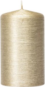 Enlightening Candles 1x Creme gouden cilinderkaars stompkaars 6 x 10 cm 25 branduren Geurloze creme goudkleurige kaarsen Woondecoraties Stompkaarsen