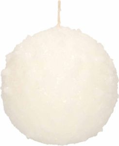Enlightening Candles 1x Ronde kaarsen sneeuwbal wit 8 cm 36 branduren sfeerkaarsen bolkaarsen