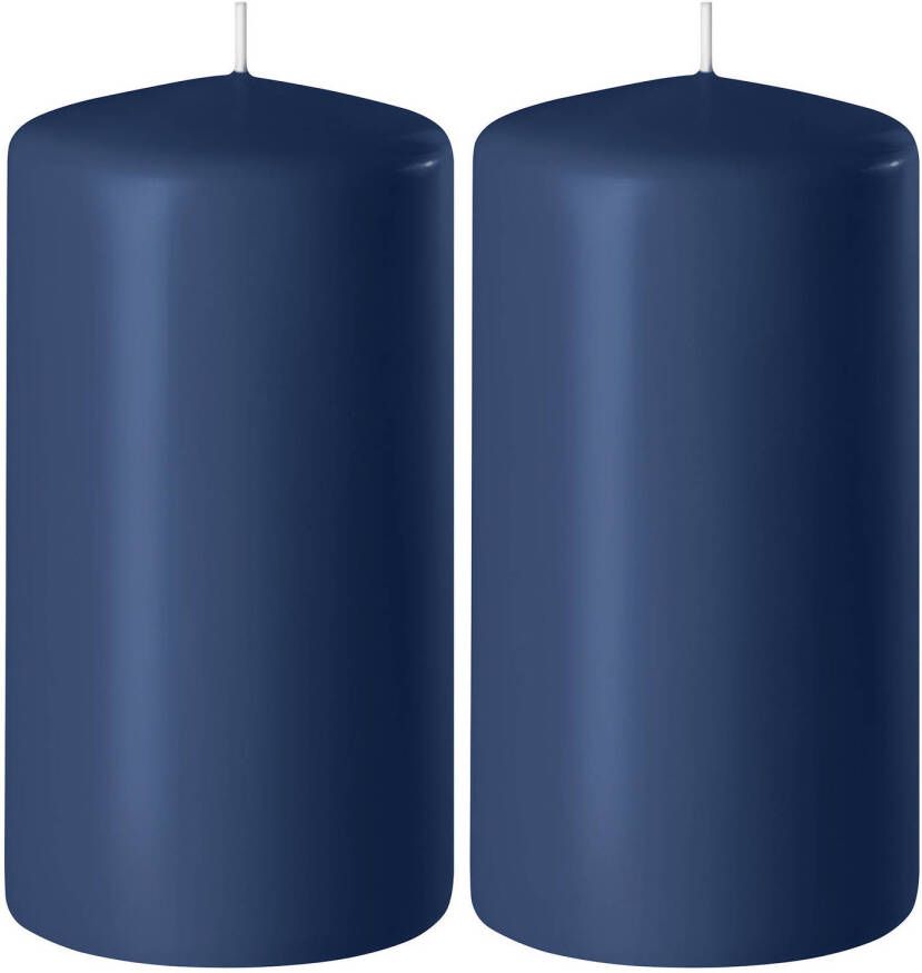 Enlightening Candles 2x Donkerblauwe cilinderkaarsen stompkaarsen 6 x 10 cm 36 branduren Stompkaarsen