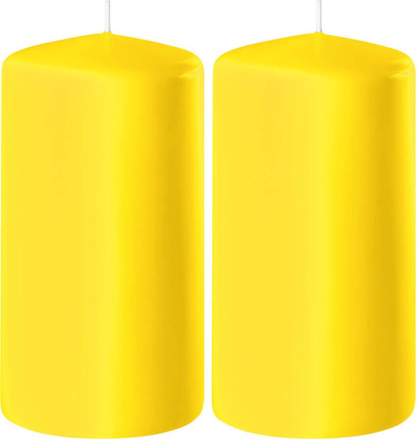 Enlightening Candles 2x Gele cilinderkaarsen stompkaarsen 6 x 10 cm 36 branduren Stompkaarsen