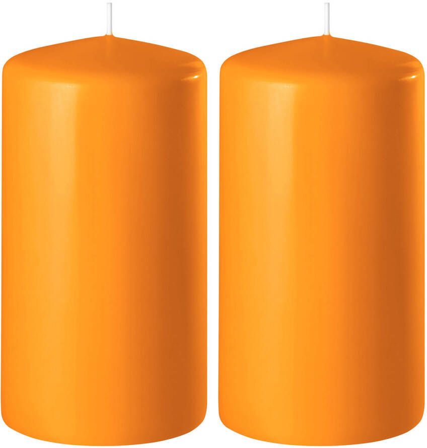 Enlightening Candles 2x Oranje cilinderkaarsen stompkaarsen 6 x 10 cm 36 branduren Stompkaarsen
