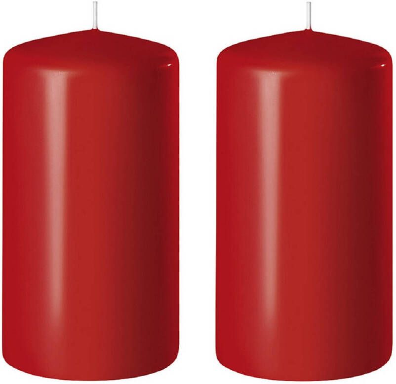 Enlightening Candles 2x Rode cilinderkaarsen stompkaarsen 6 x 8 cm 27 branduren Stompkaarsen
