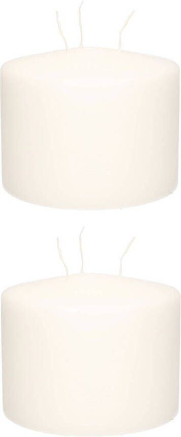 Enlightening Candles 2x stuks witte multi lont kaars mammoetkaars 15 x 12 cm 104 branduren Stompkaarsen