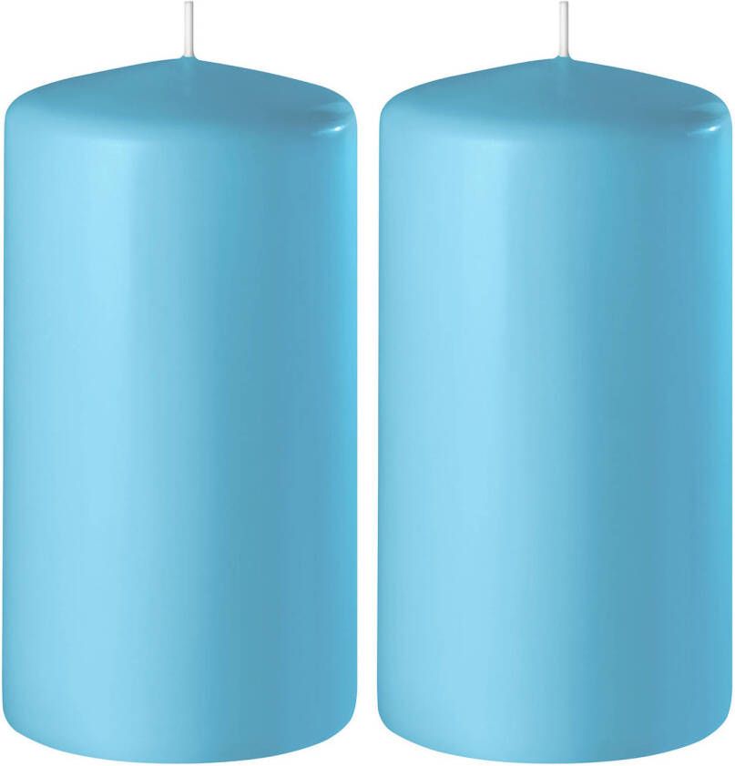 Enlightening Candles 2x Turquoise cilinderkaarsen stompkaarsen 6 x 10 cm 36 branduren Geurloze kaarsen turquoise Woondecoraties Stompkaarsen