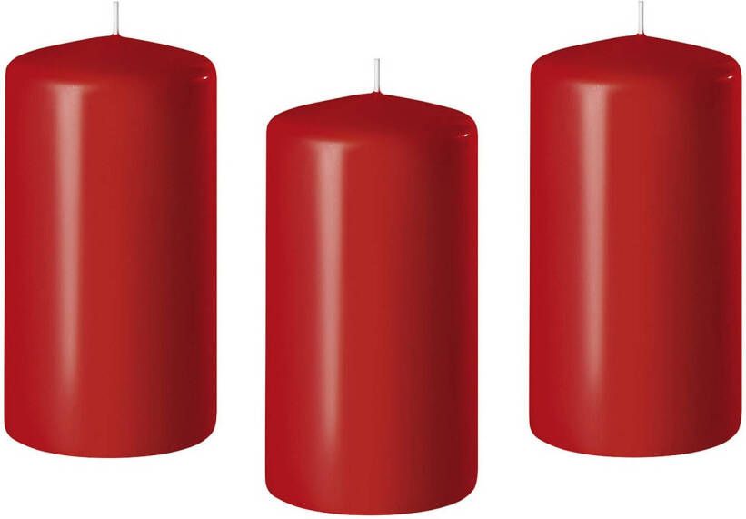 Enlightening Candles 8x Rode cilinderkaarsen stompkaarsen 6 x 10 cm 36 branduren Stompkaarsen