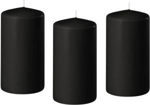 Enlightening Candles 8x Zwarte cilinderkaarsen stompkaarsen 6 x 12 cm 45 branduren Geurloze kaarsen zwart Stompkaarsen