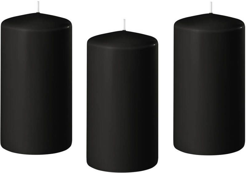 Enlightening Candles 8x Zwarte cilinderkaarsen stompkaarsen 6 x 8 cm 27 branduren Stompkaarsen