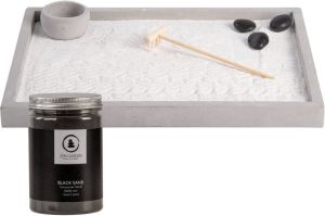 Esschert Design Japanse zen tuin voor thuis kantoor wit zwart zand 30 x 22 cm Beeldjes