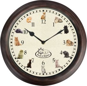 Esschert Design Klok met kattengeluiden