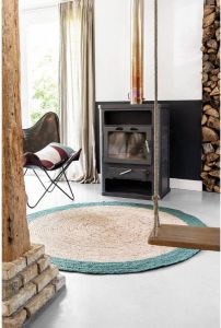 Eva Interior Rond Vloerkleed Jute Naturel donkergroen 180 Cm (L)