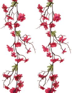 Everlands 2x stuks kunstbloem bloesem takken slinger fuchsia roze 187 cm Kunstplanten
