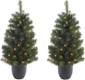 Everlands 2x stuks kunstbomen kunst kerstbomen met verlichting 120 cm Kunstkerstboom