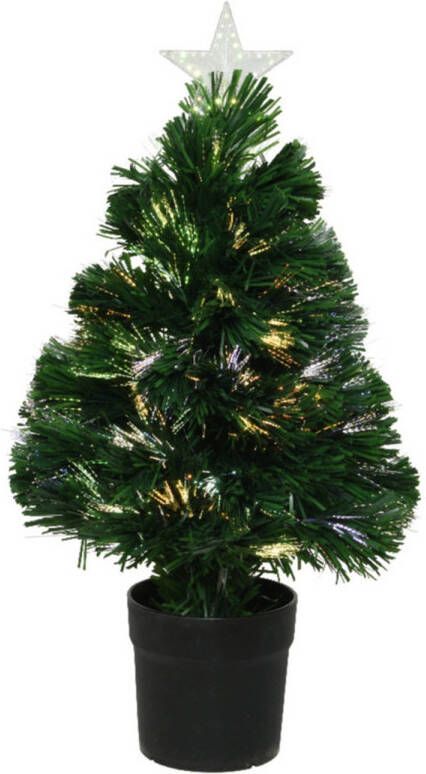 Everlands Fiber optic kerstboom kunst kerstboom met verlichting en ster piek 60 cm Kunstkerstboom