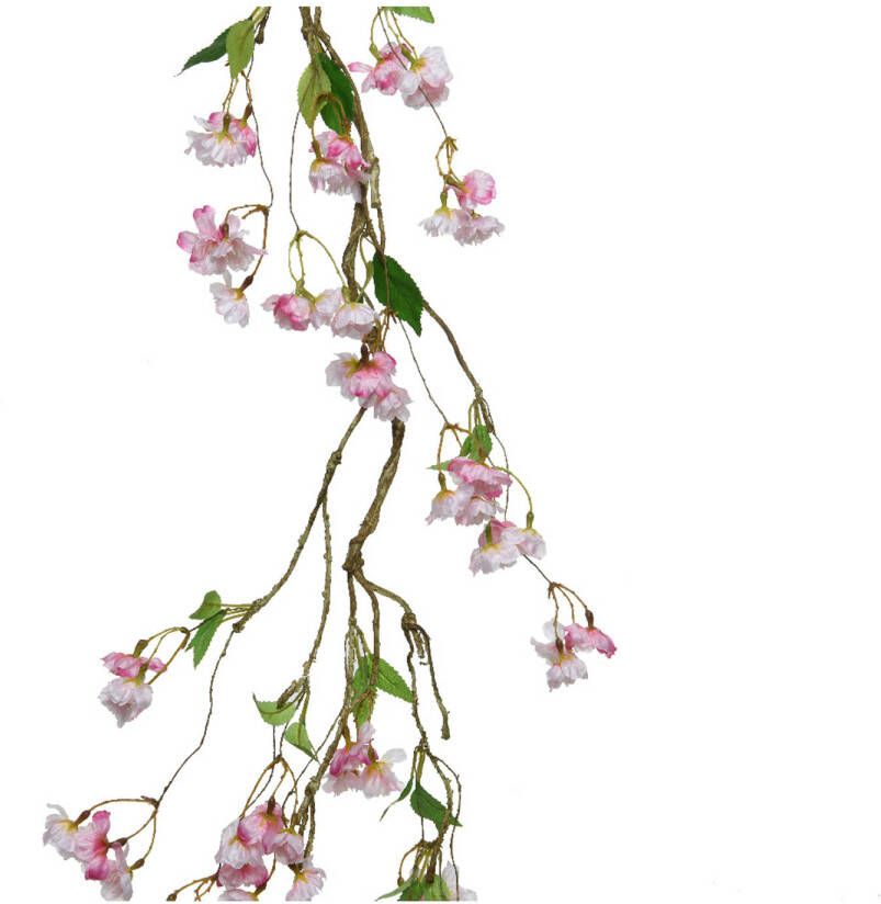 Everlands Kunstbloem bloesem takken slinger lichtroze 130 cm Kunstplanten