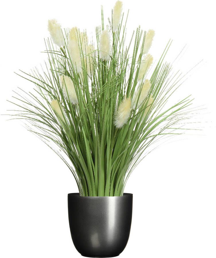 Everlands Kunstplant pampas gras in pot antraciet grijs keramiek H70 cm Kunstbloemen