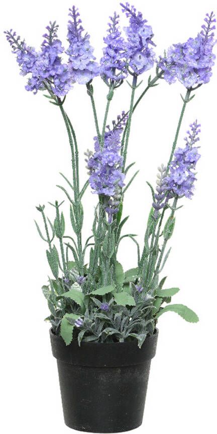 Everlands Lavendel kunstplant in pot lila paars D18 x H38 cm Kunstplanten