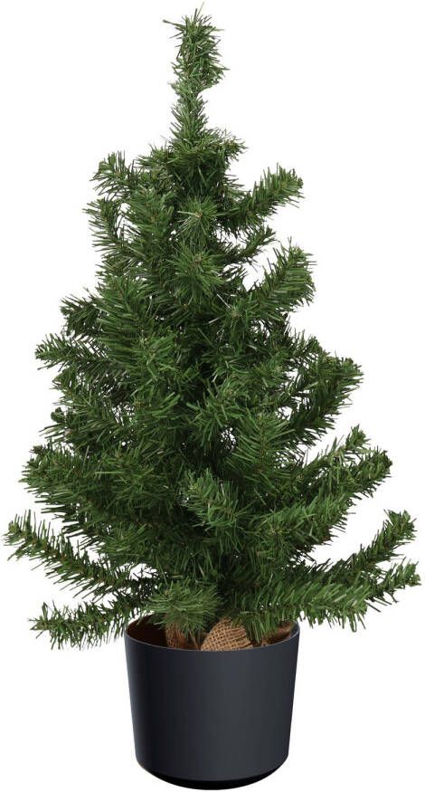 Everlands Mini kerstboom groen in kunststof pot antraciet grijs 75 cm Kunstkerstboom