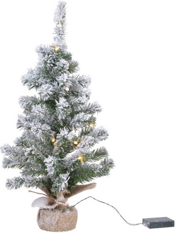 Everlands Mini kunstbomen kunst kerstbomen met sneeuw en licht 45 cm Kunstkerstboom