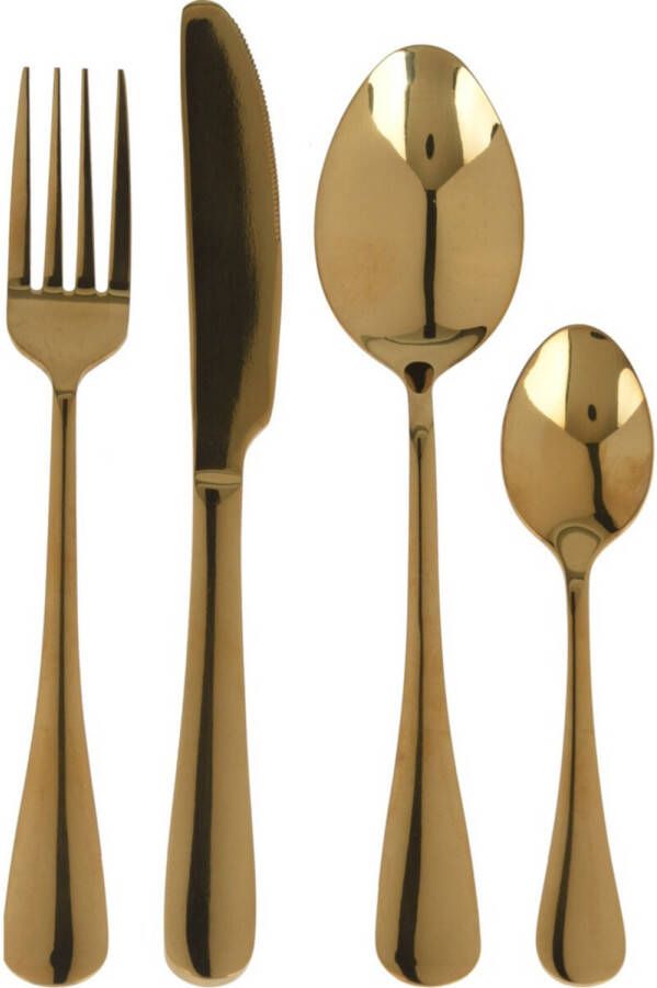 Excellent Houseware Bestekset Tableware Collection 16-delig goud RVS 4 personen Besteksets