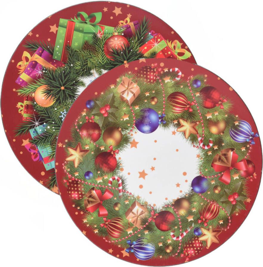 Excellent Houseware Christmas Decoration kaarsenbord onderbord kerst- rood D33 cm Kaarsenplateaus
