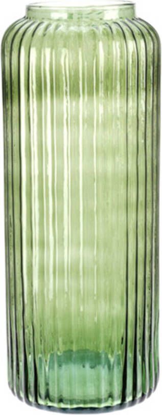 Excellent Houseware glazen vaas bloemen vazen groen 15 x 37 cm Vazen