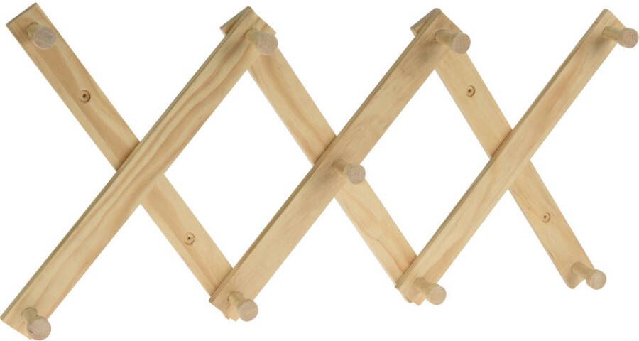 Excellent Houseware Kinderkamer deurhanger kapstok verstelbaar 9 haakjes hout 60 x 12 cm Kapstokken