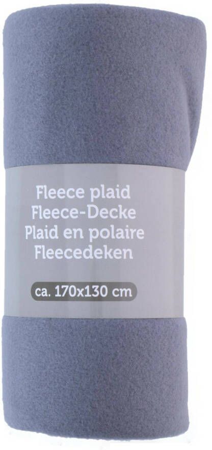 Excellent Houseware Polyester fleece deken dekentje plaid 170 x 130 cm korenblauw Plaids